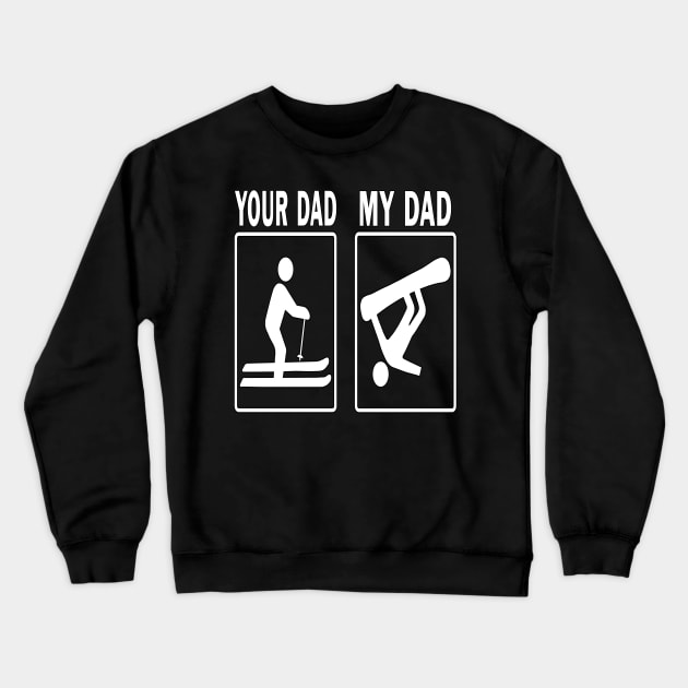 Your Dad vs My Dad Funny Skiing Snowboard Fathers Day Gift Crewneck Sweatshirt by Maxx Exchange